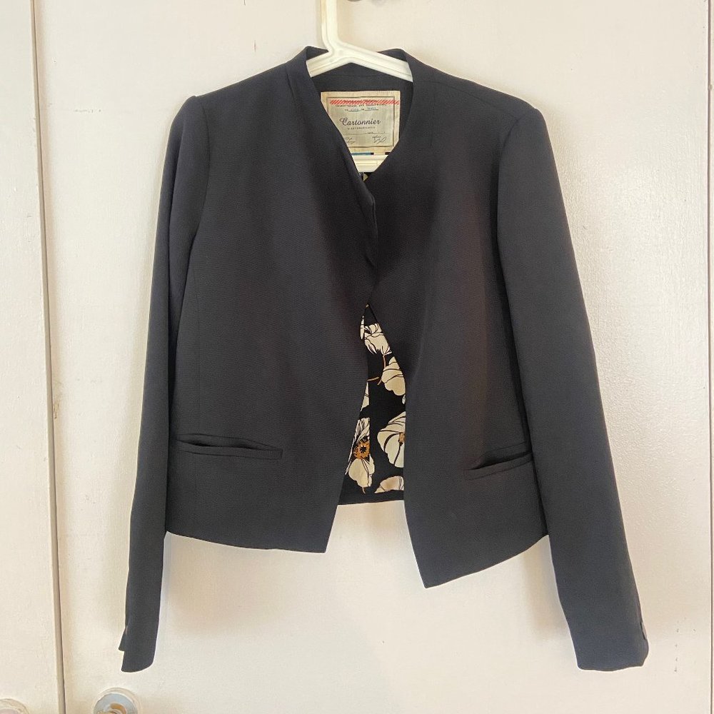 Anthropologie Cartonnier cropped open front blazer